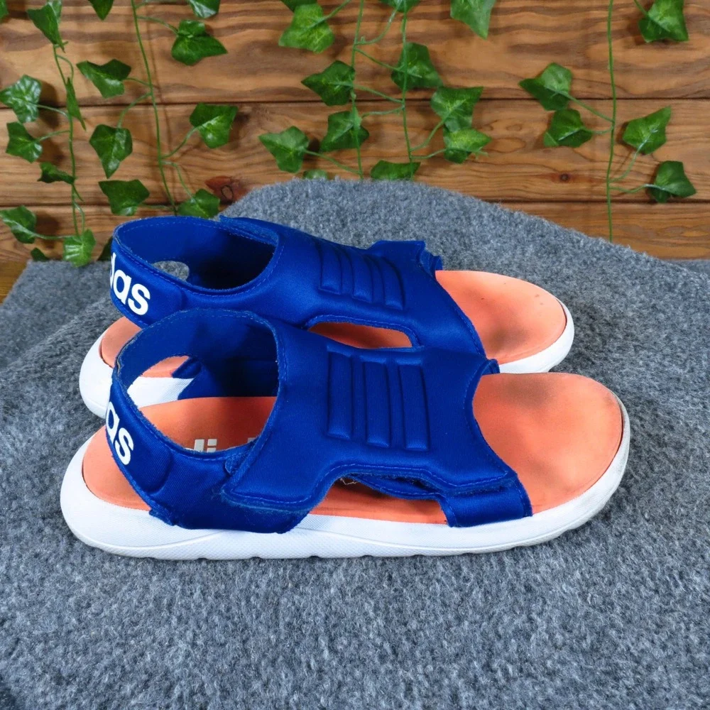 adidas Comfort‎ Kids Sandals Size 1 Athletic Summer Shoes Blue Orange EG2233